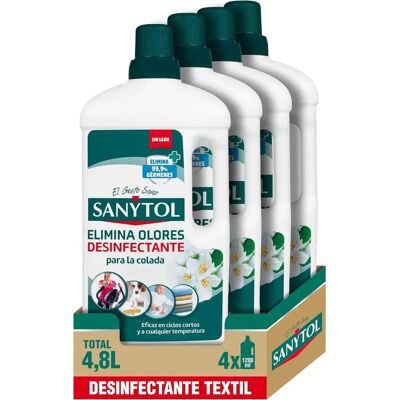 Ninguno Sanytol Desinfectante Textil Sin Lejía (4.8L, 4 x 1.2L) - Elimina el 99.9% de Gérmenes y Malos Olores en Ropa, Toallas y Textiles con Aroma Fresco Ninguno Sanytol Desinfectante Textil Sin Lejía (4.8L, 4 x 1.2L) - Elimina el 99.9% de Gérmenes y Malos Olores en Ropa, Toallas y Textiles con Aroma Fresco