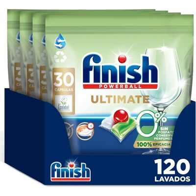Finish Ultimate 0% 120 Pastillas Lavavajillas Ecológicas, Sin Fosfatos, Perfumes ni Conservantes Finish Ultimate 0% 120 Pastillas Lavavajillas Ecológicas, Sin Fosfatos, Perfumes ni Conservantes