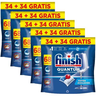 Ninguno Finish Powerball Quantum – 136 o 340 Pastillas para Lavavajillas, Limpieza y Brillo Potentes, Aroma Regular, Formato 2x68 y 5x68 Lavados Ninguno Finish Powerball Quantum – 136 o 340 Pastillas para Lavavajillas, Limpieza y Brillo Potentes, Aroma Regular, Formato 2x68 y 5x68 Lavados
