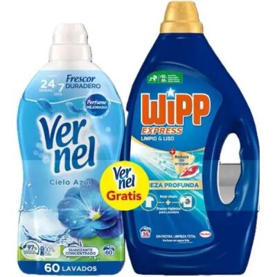 Ninguno Combo Wipp Detergente en Gel Limpio y Liso de 35 Dosis + Vernel Cielo Azul de 60 Lavados GRATIS: Cuida tu Ropa con Efectividad y Suavidad Ninguno Combo Wipp Detergente en Gel Limpio y Liso de 35 Dosis + Vernel Cielo Azul de 60 Lavados GRATIS: Cuida tu Ropa con Efectividad y Suavidad
