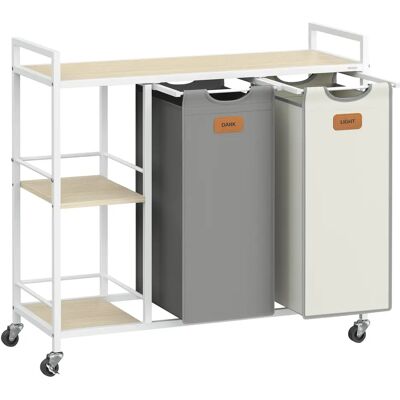 Ninguno VASAGLE Cesto para Ropa Sucia, 2 Compartimentos, Cesta Ropa Sucia 100 L, con Estantes Ruedas, Bolsa Colada, con Bolsillos Extraíbles, 6 Etiquetas, Beige Natural, Gris Paloma y Blanco Crema Ninguno VASAGLE Cesto para Ropa Sucia, 2 Compartimentos, Cesta Ropa Sucia 100 L, con Estantes Ruedas, Bolsa Colada, con Bolsillos Extraíbles, 6 Etiquetas, Beige Natural, Gris Paloma y Blanco Crema