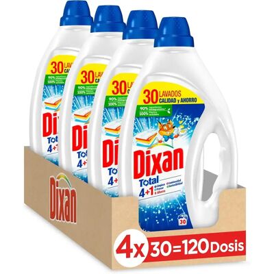 Ninguno Dixan Gel Total 4+1 Detergente Liquido para Lavadora, (30 lavados, pack de 4, total: 120 lavados), Para ropa blanca y clara, Limpieza, luminosidad y frescor, Perfume duradero, Elimina las manchas Ninguno Dixan Gel Total 4+1 Detergente Liquido para Lavadora, (30 lavados, pack de 4, total: 120 lavados), Para ropa blanca y clara, Limpieza, luminosidad y frescor, Perfume duradero, Elimina las manchas