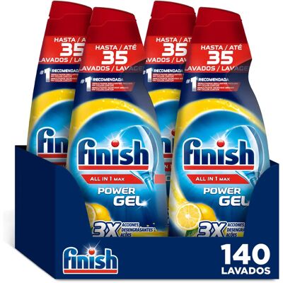 Finish All in 1 Max Power Gel Limón Desengrasante Lavavajillas Pack 4x35 lavados Finish All in 1 Max Power Gel Limón Desengrasante Lavavajillas Pack 4x35 lavados