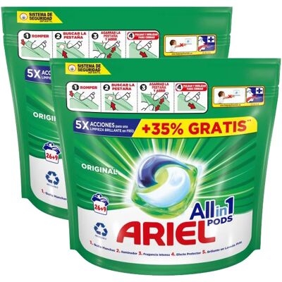 Ninguno Pack de ARIEL All-in-1: 2 Cajas de Detergente con 26+9 Pods (Total: 70 Lavados) - Diseño del Envase Variable Ninguno Pack de ARIEL All-in-1: 2 Cajas de Detergente con 26+9 Pods (Total: 70 Lavados) - Diseño del Envase Variable