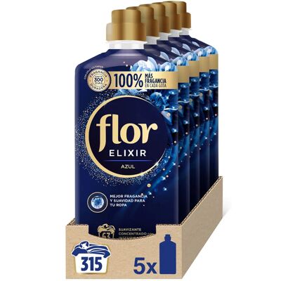 Flor Elixir - Suavizante para la ropa concentrado, aroma azul - 315 dosis (5x63 lavados) Flor Elixir - Suavizante para la ropa concentrado, aroma azul - 315 dosis (5x63 lavados)