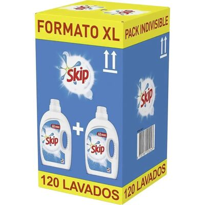 Ninguno Skip Active Clean Detergente Líquido para Lavadora - Paquete de 2 x 60 lavados - Total: 120 lavados Ninguno Skip Active Clean Detergente Líquido para Lavadora - Paquete de 2 x 60 lavados - Total: 120 lavados