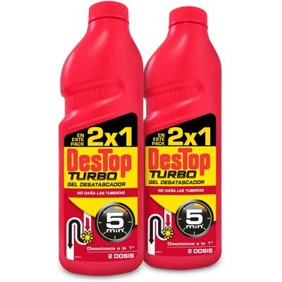 Destop - Desatascador Tuberías Turbo, Pack 2 Geles 1 Litro, Superconcentrado, Tensioactivos Destop - Desatascador Tuberías Turbo, Pack 2 Geles 1 Litro, Superconcentrado, Tensioactivos
