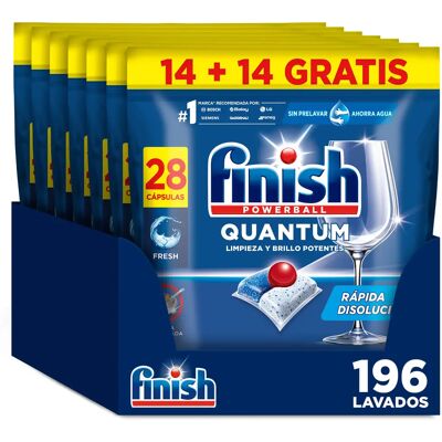 Finish Powerball Quantum Limpieza y Brillo Potentes, Pastillas para lavavajillas, aroma Regular, 196 lavados Finish Powerball Quantum Limpieza y Brillo Potentes, Pastillas para lavavajillas, aroma Regular, 196 lavados