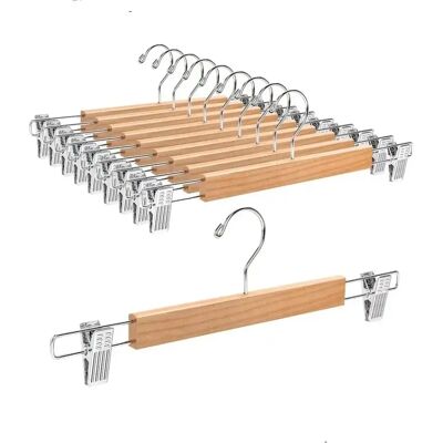 Ninguno Perchas de Madera Pack 6 Unidades Pinza Pantalón Vestidos Ninguno Perchas de Madera Pack 6 Unidades Pinza Pantalón Vestidos