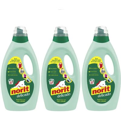 Norit Delicado Verde 1.125ml 37 Lavados (Pack 3 uds) - Detergente Líquido para lavado a Máquina, Cuida las Prendas Delicadas, Previene las Bolitas, Evita la Deformación y Mantiene su Elasticidad, Deja Norit Delicado Verde 1.125ml 37 Lavados (Pack 3 uds) - Detergente Líquido para lavado a Máquina, Cuida las Prendas Delicadas, Previene las Bolitas, Evita la Deformación y Mantiene su Elasticidad, Deja
