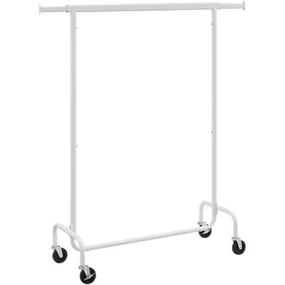SONGMICS Burro Ropa con Ruedas, Perchero Burro Extensible con Carga Pesada, Capacidad de Carga de 130 kg, Fácil de Montar, Portátil, Blanco Mate/Negro Mate/Plata SONGMICS Burro Ropa con Ruedas, Perchero Burro Extensible con Carga Pesada, Capacidad de Carga de 130 kg, Fácil de Montar, Portátil, Blanco Mate/Negro Mate/Plata