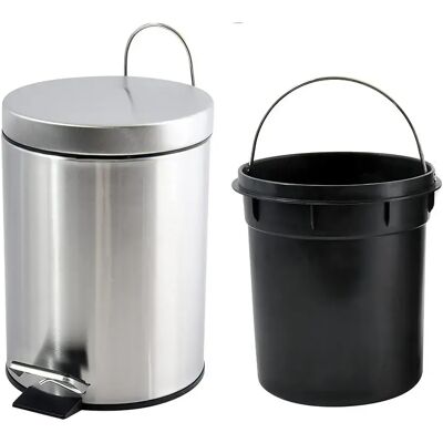 NONE Cubo de Basura con Pedal, Acero Inoxidable, Papelera Baño, Capacidad de 3L/5L/7L/9L/12L NONE Cubo de Basura con Pedal, Acero Inoxidable, Papelera Baño, Capacidad de 3L/5L/7L/9L/12L