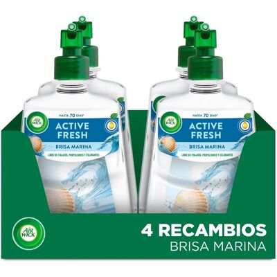 Air Wick Active Fresh Spray Automatico Sin Aerosol - 4 Recambios, Ambientador para Casa Flor de Jazmín, Brisa Marina, Algodón, Lavanda, Eucalipto y Vainilla Air Wick Active Fresh Spray Automatico Sin Aerosol - 4 Recambios, Ambientador para Casa Flor de Jazmín, Brisa Marina, Algodón, Lavanda, Eucalipto y Vainilla