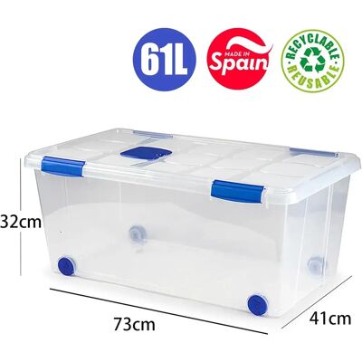 Caja de Almacenaje 62L PlasticForte - Resistente, Hermética, Ruedas Caja de Almacenaje 62L PlasticForte - Resistente, Hermética, Ruedas
