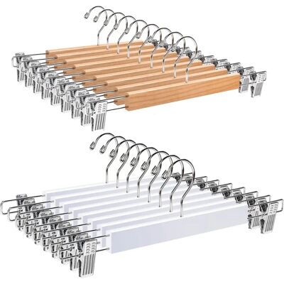 Ninguno Perchas para Pantalones,Percha de Madera para Faldas,Vaqueros con Pinzas Ajustables Anticorrosión y Gancho Giratorio 360°,Organizador de vestidos Hogar Color Blanco y Narutal Ninguno Perchas para Pantalones,Percha de Madera para Faldas,Vaqueros con Pinzas Ajustables Anticorrosión y Gancho Giratorio 360°,Organizador de vestidos Hogar Color Blanco y Narutal