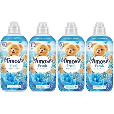 Ninguno Mimosin Suavizante Concentrado Azul Vital 1008ml, Pack 4 x 56 Total 224 Lavados, Duración del Frescor x2, Fragancia intensa Floral y Afrutada con base de Sándalo, Ropa increíblemente suave, ayuda a Ninguno Mimosin Suavizante Concentrado Azul Vital 1008ml, Pack 4 x 56 Total 224 Lavados, Duración del Frescor x2, Fragancia intensa Floral y Afrutada con base de Sándalo, Ropa increíblemente suave, ayuda a