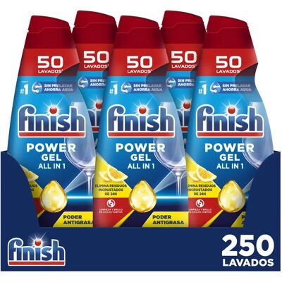 Finish All in 1 Max Power Gel Limón Higiene Lavavajillas 5x 50 lavados Finish All in 1 Max Power Gel Limón Higiene Lavavajillas 5x 50 lavados