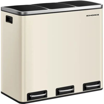 SONGMICS Cubo de Basura para Cocina, 3 x 18 L, 3 Compartimentos para Reciclaje, Residuos, Restos de Comida, Tapas de Cierre suave, Pedales, Cubetas, Acero, Beige Arena/Blanco Nube/Gris Verdoso/Negro SONGMICS Cubo de Basura para Cocina, 3 x 18 L, 3 Compartimentos para Reciclaje, Residuos, Restos de Comida, Tapas de Cierre suave, Pedales, Cubetas, Acero, Beige Arena/Blanco Nube/Gris Verdoso/Negro