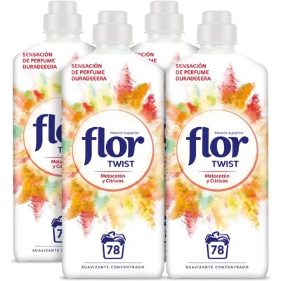 Flor Twist Melocotón Suavizante Concentrado para la ropa 312 lavados (4 botellas de 78 lavados) Flor Twist Melocotón Suavizante Concentrado para la ropa 312 lavados (4 botellas de 78 lavados)