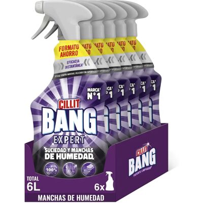 Cillit Bang - Spray Limpiador Suciedad y humedad, manchas negras para Baño, 6 sprays de 1L Cillit Bang - Spray Limpiador Suciedad y humedad, manchas negras para Baño, 6 sprays de 1L