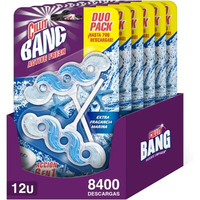 Cillit Bang Active Fresh Colgador WC Fresh Marino, Pack 6x2 Unidades, Elimina Cal y Suciedad, Limpieza Superior Cillit Bang Active Fresh Colgador WC Fresh Marino, Pack 6x2 Unidades, Elimina Cal y Suciedad, Limpieza Superior