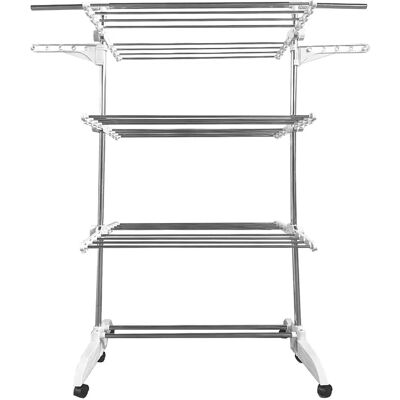 Tendedero XXL Plegable Premium Slim Nyana Home 6 Niveles Acero Inoxidable Barra Telescópica 48 Ganchos 6 Ruedas Pivotantes 360º con Freno Tendedero XXL Plegable Premium Slim Nyana Home 6 Niveles Acero Inoxidable Barra Telescópica 48 Ganchos 6 Ruedas Pivotantes 360º con Freno