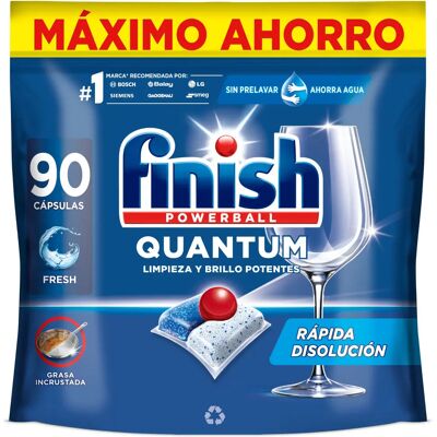 Finish Powerball Quantum, 90 180 270 Pastillas para Lavavajillas, Limpieza y Brillo Potentes, Aroma Regular Formato 1x90 2x90 3x90 Finish Powerball Quantum, 90 180 270 Pastillas para Lavavajillas, Limpieza y Brillo Potentes, Aroma Regular Formato 1x90 2x90 3x90