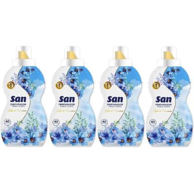SAN Perfumador para Lavadora Cielo de Primavera 40 Lavados 800ml (Pack de 4), Liquido Concentrado para Ropa, Fragancia Duradera evocador a Brisa Suave, Olor Azul Floral con toque Aldehidico SAN Perfumador para Lavadora Cielo de Primavera 40 Lavados 800ml (Pack de 4), Liquido Concentrado para Ropa, Fragancia Duradera evocador a Brisa Suave, Olor Azul Floral con toque Aldehidico
