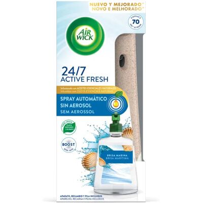 Air Wick Active Fresh Spray Automatico - Aparato + Recambio Ambientador para Casa Aroma Brisa Marina, Sin Aerosol Air Wick Active Fresh Spray Automatico - Aparato + Recambio Ambientador para Casa Aroma Brisa Marina, Sin Aerosol