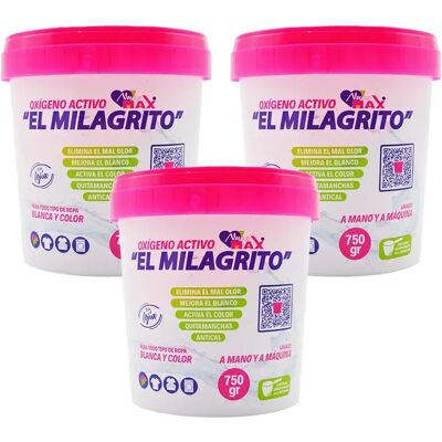 Ninguno El Milagrito Oxigeno Activo Bote 750gr (Pack 3 Botes) - Potente quitamanchas, Elimina el mal olor, Mejora el blanco y activa el color de la ropa, Antical, Sin lejia, Para lavado a mano o a maquina - Ninguno El Milagrito Oxigeno Activo Bote 750gr (Pack 3 Botes) - Potente quitamanchas, Elimina el mal olor, Mejora el blanco y activa el color de la ropa, Antical, Sin lejia, Para lavado a mano o a maquina -
