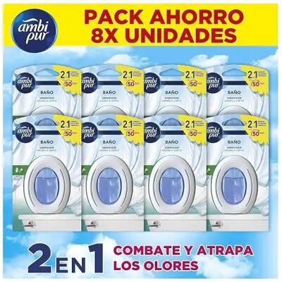 PACK de 8 - Hogar Ambi Pur BAÑO ambientador aroma a limpio 50 días PACK de 8 - Hogar Ambi Pur BAÑO ambientador aroma a limpio 50 días