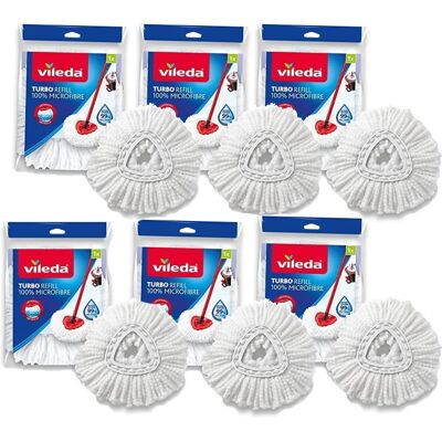 Ninguno Vileda EasyWring and Clean Turbo Classic, Smart Turbo Pack De Cabezal de Recambio de fregona de Microfibra, Blanco, 4 Unidades o 6 Unidades Ninguno Vileda EasyWring and Clean Turbo Classic, Smart Turbo Pack De Cabezal de Recambio de fregona de Microfibra, Blanco, 4 Unidades o 6 Unidades