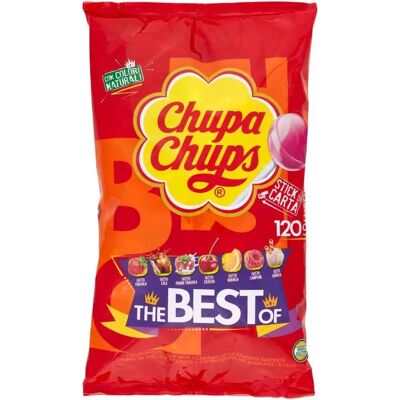 Chupa Chups Original Caramelo con Palo de Sabores Variados 120 x 12g Chupa Chups Original Caramelo con Palo de Sabores Variados 120 x 12g