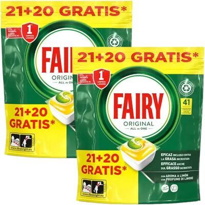 Ninguno Fairy Original Todo En Uno - Pack de 2 Bolsas de 41 Cápsulas para Lavavajillas (82 Cápsulas) - Elimina Grasa y Resequedad, Detergente con Aroma Limpio y Fresco Ninguno Fairy Original Todo En Uno - Pack de 2 Bolsas de 41 Cápsulas para Lavavajillas (82 Cápsulas) - Elimina Grasa y Resequedad, Detergente con Aroma Limpio y Fresco