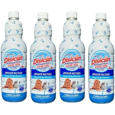 Disiclín Mascotas Limpiador Multisuperficies Concentrado 1000ml (Pack 4x1L) - Disiclin Fuera Olores, Acción Total, Limpieza Profunda, Atrapa Impurezas, Reduce Alérgenos y Elimina Malos Olores, Con Disiclín Mascotas Limpiador Multisuperficies Concentrado 1000ml (Pack 4x1L) - Disiclin Fuera Olores, Acción Total, Limpieza Profunda, Atrapa Impurezas, Reduce Alérgenos y Elimina Malos Olores, Con