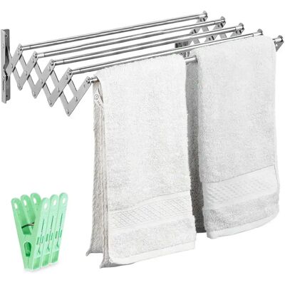 Ninguno JUPPLIES Tendedero Extensible 100/120/140/160cm - Tendedero Plegable de Pared de Interior o Exterior Apto para Todo Tipo de Ropa con 5 Barras de Secado - Pinzas Incluidas Ninguno JUPPLIES Tendedero Extensible 100/120/140/160cm - Tendedero Plegable de Pared de Interior o Exterior Apto para Todo Tipo de Ropa con 5 Barras de Secado - Pinzas Incluidas