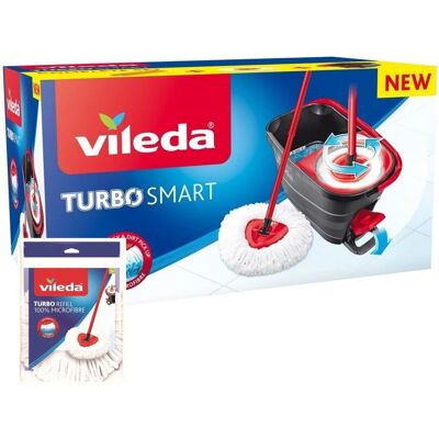 Ninguno VILEDA Cubo Turbo Smart Set Cubo con pedal palo de 3 piezas y fregona de microfibras triangular o mas 1 extra de recambio, sistema de limpieza que incluye un cubo con pedal, fregona de microfibras Ninguno VILEDA Cubo Turbo Smart Set Cubo con pedal palo de 3 piezas y fregona de microfibras triangular o mas 1 extra de recambio, sistema de limpieza que incluye un cubo con pedal, fregona de microfibras