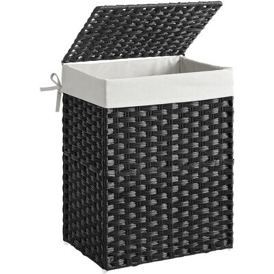 SONGMICS Cesta de Almacenamiento, Cesta de Lavandería de 90 L con Tapa, Plegable, Bolsas de Tela Extraíbles y Asas, para Mantas, Ropa, Salón, Dormitorio, Lavadería, Marrón Negro/Color SONGMICS Cesta de Almacenamiento, Cesta de Lavandería de 90 L con Tapa, Plegable, Bolsas de Tela Extraíbles y Asas, para Mantas, Ropa, Salón, Dormitorio, Lavadería, Marrón Negro/Color