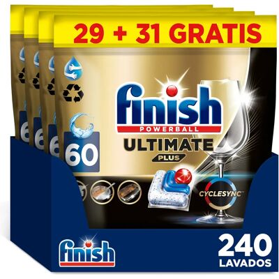 Finish Powerball ULTIMATE PLUS ALL IN 1 x60 x120 x180 x240 Pastillas para Lavavajillas, Limpieza Intensiva, Elimina Restos Quemados, Brillo Diamante, Cuida y Protege Finish Powerball ULTIMATE PLUS ALL IN 1 x60 x120 x180 x240 Pastillas para Lavavajillas, Limpieza Intensiva, Elimina Restos Quemados, Brillo Diamante, Cuida y Protege