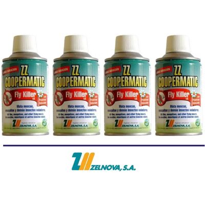 Ninguno Zelnova Zeltia - Coopermatic - Paquete de 4 Recambios de Insecticida - Spray Insecticida Coopermatic Fly Kille Zelnova 250 Ml Ninguno Zelnova Zeltia - Coopermatic - Paquete de 4 Recambios de Insecticida - Spray Insecticida Coopermatic Fly Kille Zelnova 250 Ml