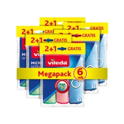Vileda - Ultrafresh - Microfibra - Pack de 6 - Paño de limpieza Vileda - Ultrafresh - Microfibra - Pack de 6 - Paño de limpieza