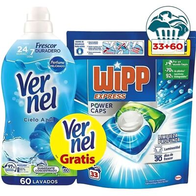 Ninguno Wipp Express Limpieza Profunda Detergente 33 Cápsulas + Vernel Suavizante 60 Lavados GRATIS - Pack Ahorro para Ropa Limpia y Fresca Ninguno Wipp Express Limpieza Profunda Detergente 33 Cápsulas + Vernel Suavizante 60 Lavados GRATIS - Pack Ahorro para Ropa Limpia y Fresca