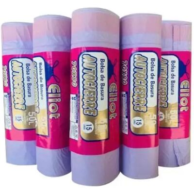 Ninguno PACK de 10 - 150 Bolsas de Basura ELIOT autocierre 70x80 50L Ninguno PACK de 10 - 150 Bolsas de Basura ELIOT autocierre 70x80 50L