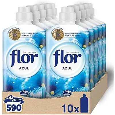 PACK de 10 - Suavizante FLOR para la ropa aroma azul 10 botellas, 590 dosis PACK de 10 - Suavizante FLOR para la ropa aroma azul 10 botellas, 590 dosis