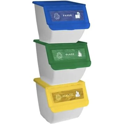 Ninguno Cubo de Basura de Reciclaje - Pack 3 Cubos Apilables de Cocina con Ruedas - Capacidad 36 L - Ideal para Reciclar (Plástico - Papel - Vidrio) Ninguno Cubo de Basura de Reciclaje - Pack 3 Cubos Apilables de Cocina con Ruedas - Capacidad 36 L - Ideal para Reciclar (Plástico - Papel - Vidrio)