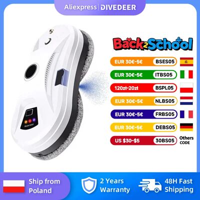 DIVEDEER-Robot de limpieza de ventanas con pulverizador automático para el hogar, blanco/negro, toallita inteligente, pulverizador de agua individual, ventana de área grande de gran altura DIVEDEER-Robot de limpieza de ventanas con pulverizador automático para el hogar, blanco/negro, toallita inteligente, pulverizador de agua individual, ventana de área grande de gran altura