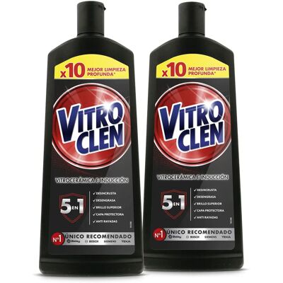 Vitroclen - Limpiador de Vitrocerámica Crema, Pack 2x450 ml, Limpieza Profunda, Desengrasante, Brillo Superior Vitroclen - Limpiador de Vitrocerámica Crema, Pack 2x450 ml, Limpieza Profunda, Desengrasante, Brillo Superior