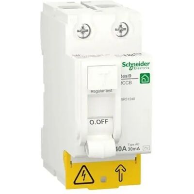 NONE Schneider R9R51240 Interruptor Diferencial 2P 40A 30MA, RESI9, Tipo AC, Sensibidad 30ma, Frecuencia 50/60HZ, Norma EN/IEC 61008-2-1 CE 2 Polos 40 Amperes NONE Schneider R9R51240 Interruptor Diferencial 2P 40A 30MA, RESI9, Tipo AC, Sensibidad 30ma, Frecuencia 50/60HZ, Norma EN/IEC 61008-2-1 CE 2 Polos 40 Amperes