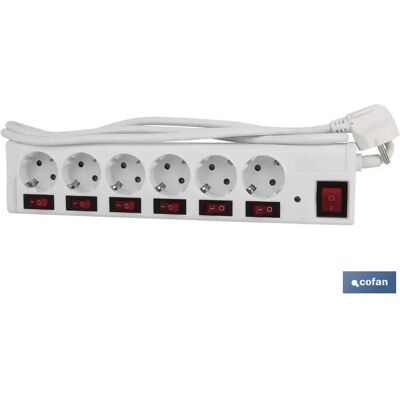 Cofan Base Múltiple 6 Tomas Conmutador Luminoso Cable 1,5m Cofan Base Múltiple 6 Tomas Conmutador Luminoso Cable 1,5m