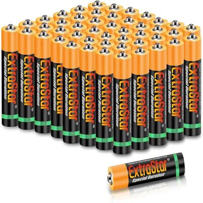 Batería de Carbón AA R6 de 1,5 Voltios 860mah No5 Pilas Gama Performance 48Pcs Extrastar Batería de Carbón AA R6 de 1,5 Voltios 860mah No5 Pilas Gama Performance 48Pcs Extrastar